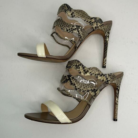 Alexandre Birman stiletto open toe slide python patent sandals size EU 40 - Picture 3 of 10